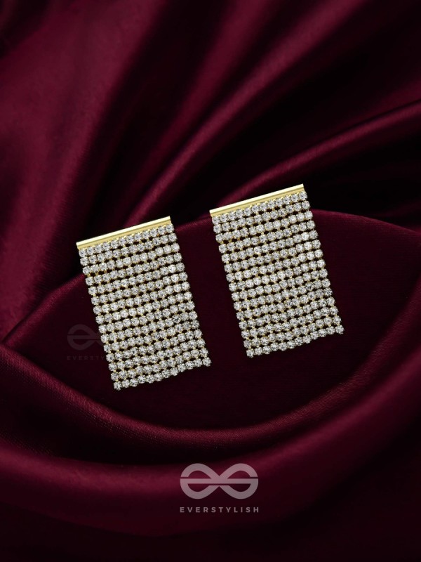Starry Falls - Golden Embellished Earrings