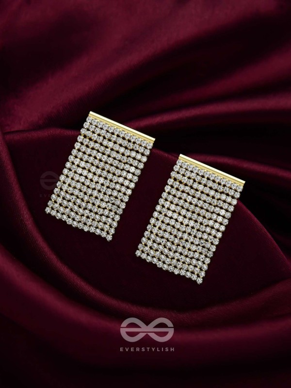 Starry Falls - Golden Embellished Earrings