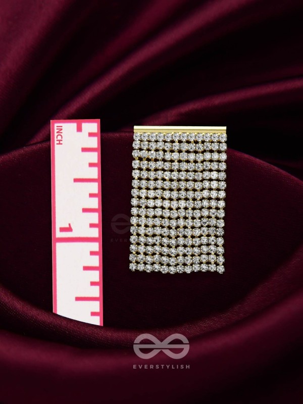 Starry Falls - Golden Embellished Earrings