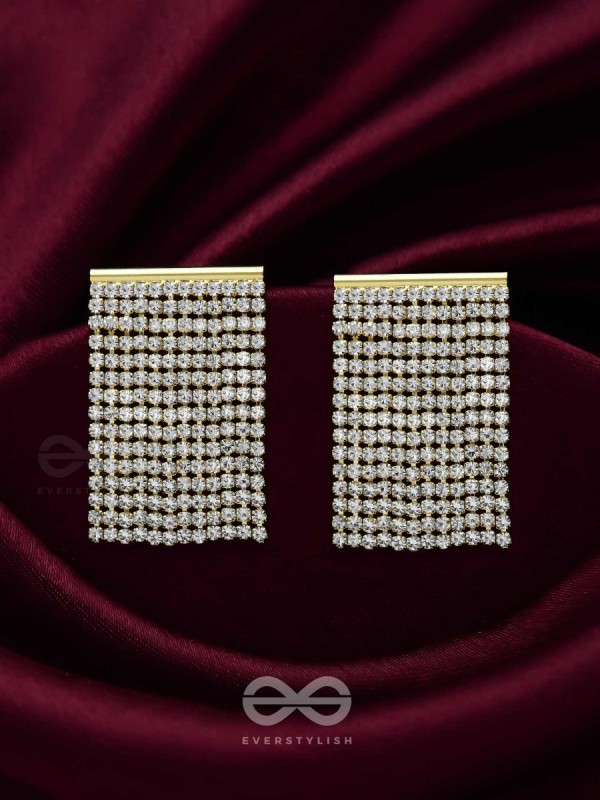 Starry Falls - Golden Embellished Earrings