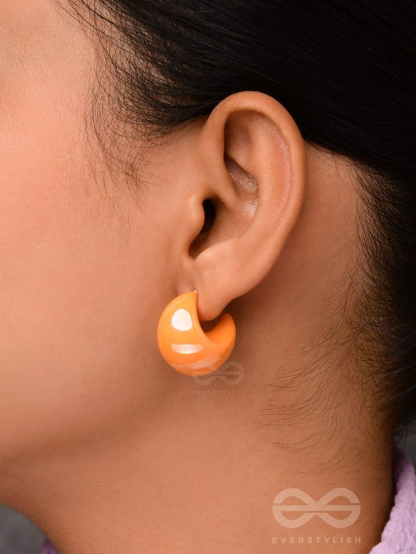Groovy Arcs - Holographic Acrylic Earrings (Orange)