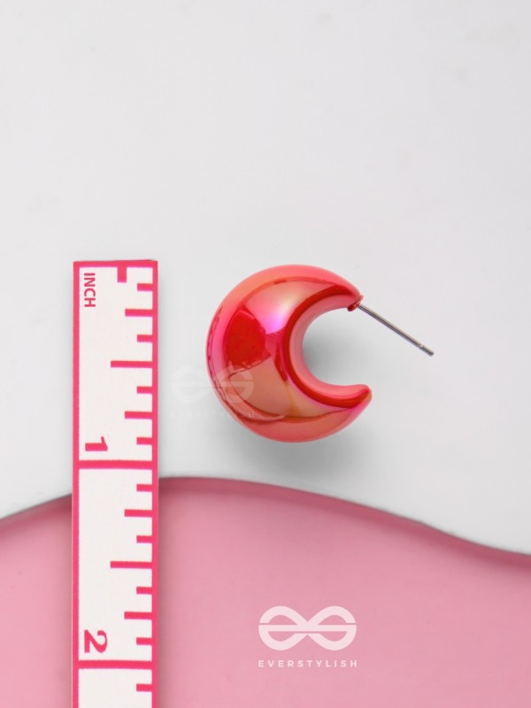 Groovy Arcs - Holographic Acrylic Earrings (Red)