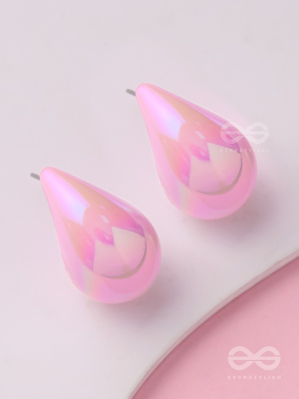 Glitter Drops - Holographic Acrylic Earrings (Pink)