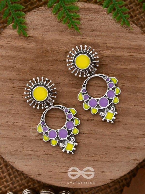 The Twilight Bloom - Statement Enamelled Oxidised Ear Jackets