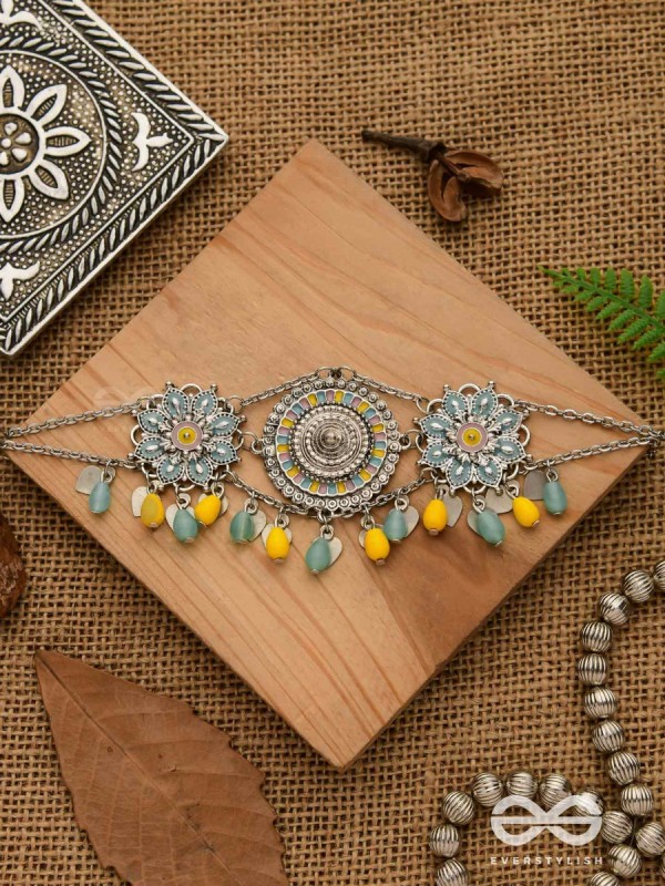 The Playful Skies - Enamelled Oxidised Choker Neckpiece