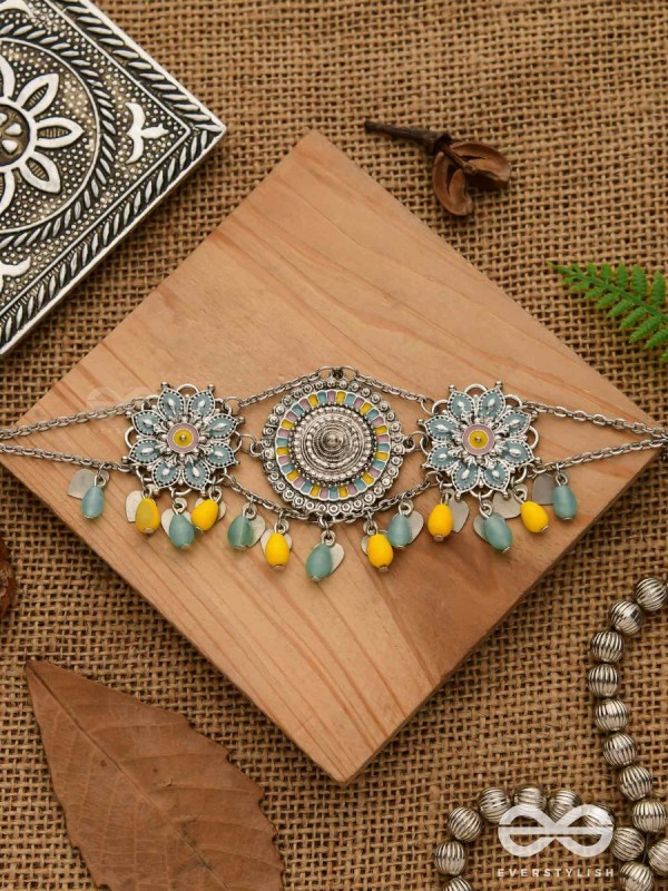 The Playful Skies - Enamelled Oxidised Choker Neckpiece