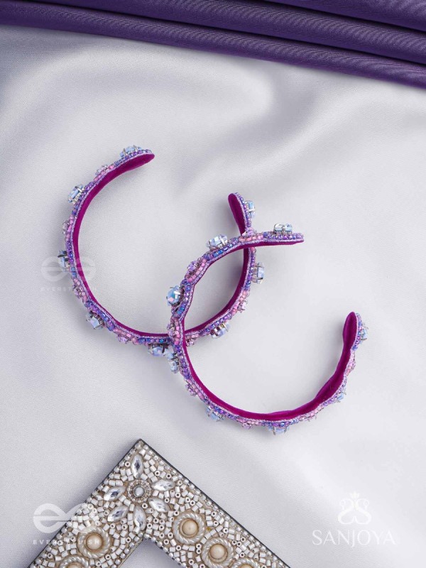 Jagacchitra- The Nebula Sparkles - Stones And Beads Hand Embroidered Bangles (Set Of 2)