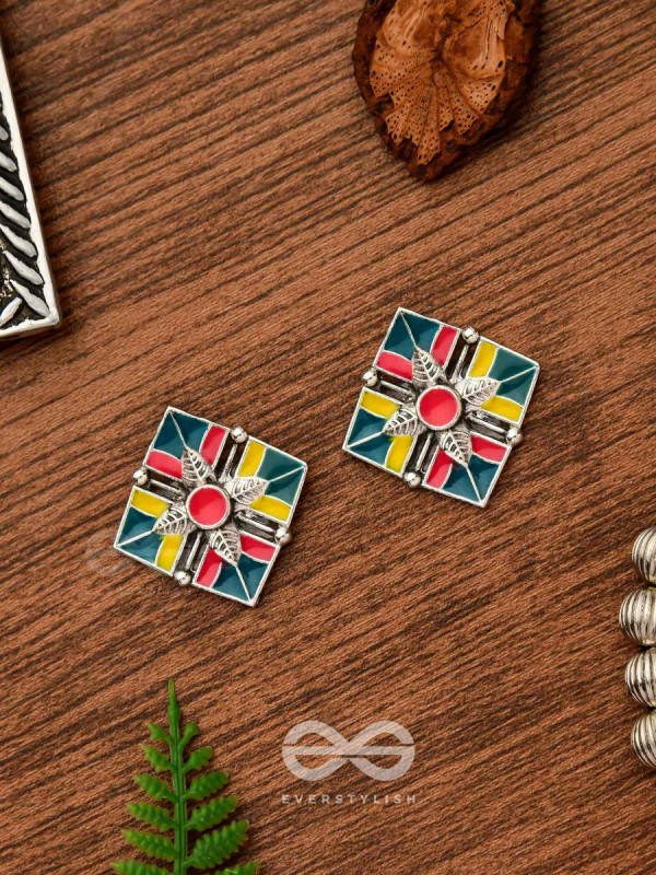 The Homestead Hues- Enamelled Oxidised Earrings
