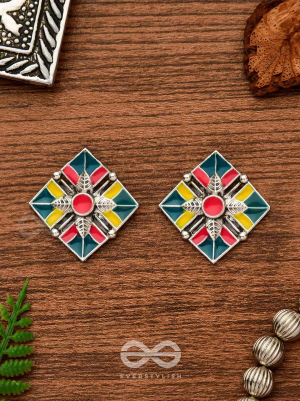 The Homestead Hues- Enamelled Oxidised Earrings