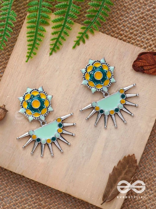 The Begonia Field- Enamelled Oxidised Ear Jackets