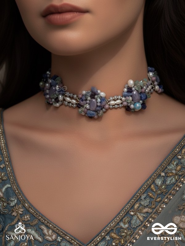 Devasesa- Remnants Of The Sea- Beads And Stones Hand Embroidered Necklace