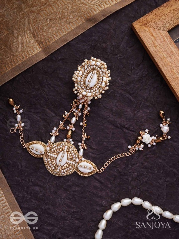 Sukshmaman - The Pure Precision - Shells, Beads And Glass Drops Hand Embroidered Haathphool