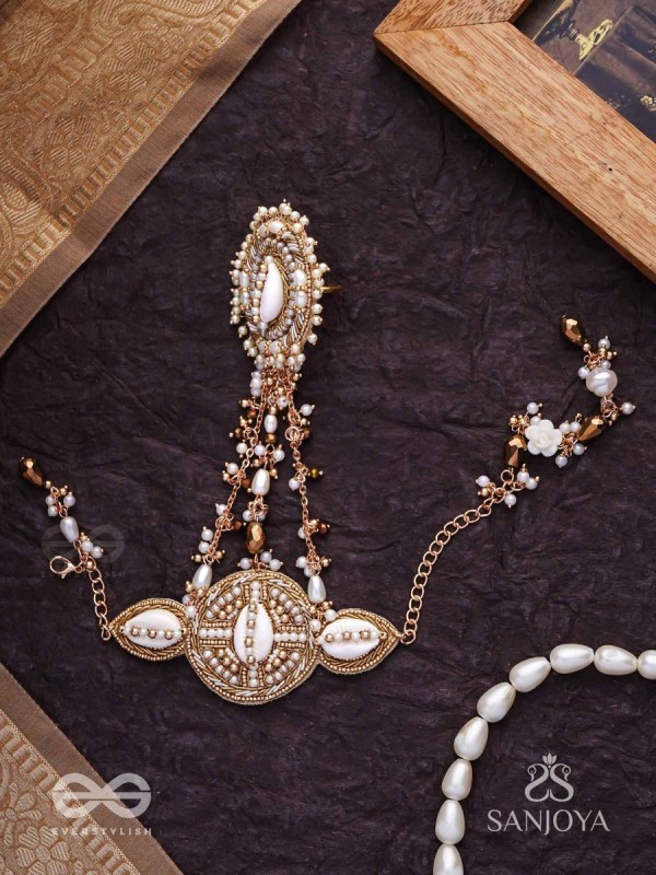 Sukshmaman - The Pure Precision - Shells, Beads And Glass Drops Hand Embroidered Haathphool