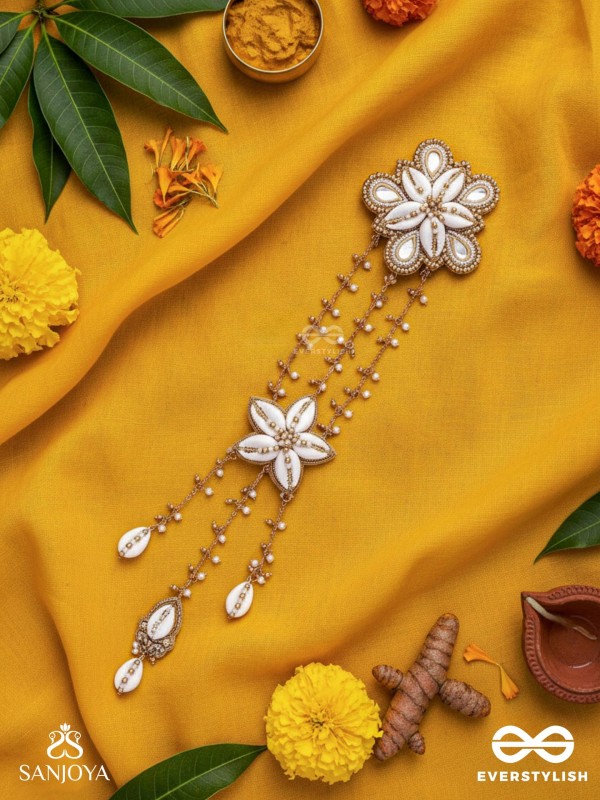 Maayin - The Magical Inflorescence - Shells, Mirrors And Beads Hand Embroidered Hair Accessory