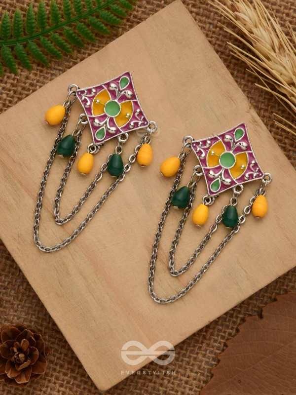 The Countryside Charms - Enamelled Oxidised Earrings