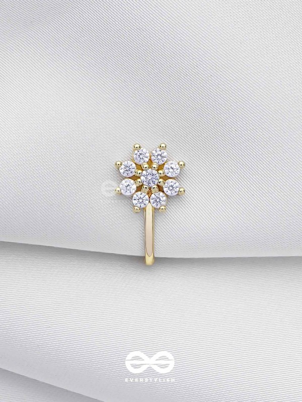 The Gorgeous Bloom - Golden Cubic Zirconia  NoseRing (NON-PIERCING)