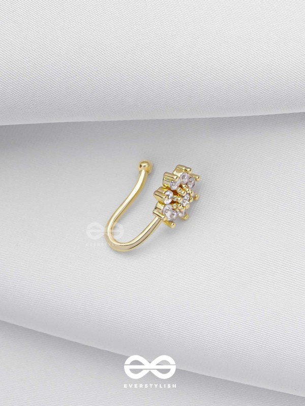 The Gorgeous Bloom - Golden Cubic Zirconia  NoseRing (NON-PIERCING)