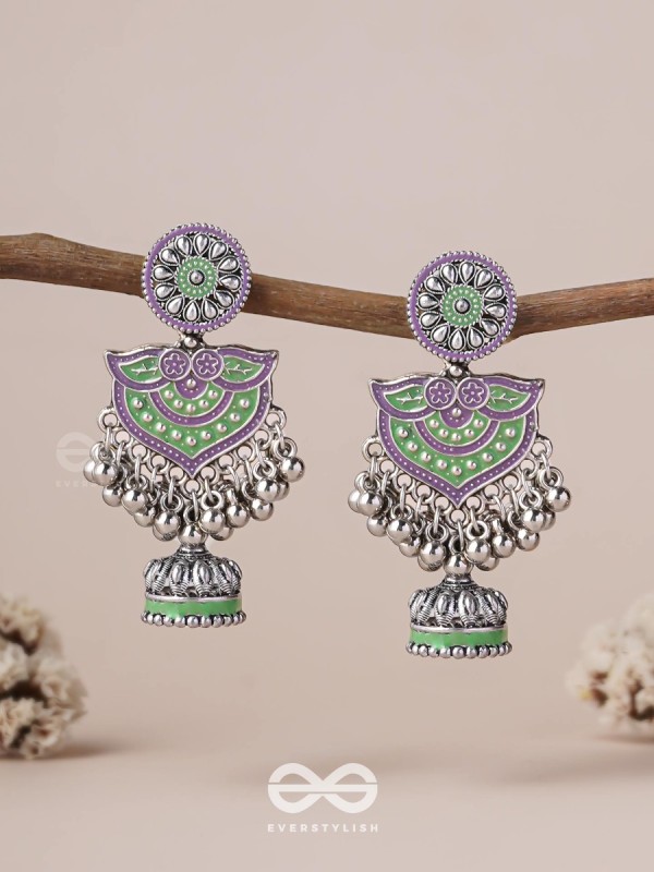 The Forest Lake- Enamelled Oxidised Earrings