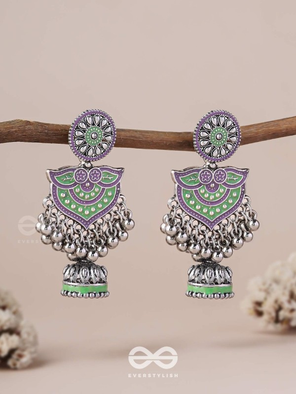 The Forest Lake- Enamelled Oxidised Earrings