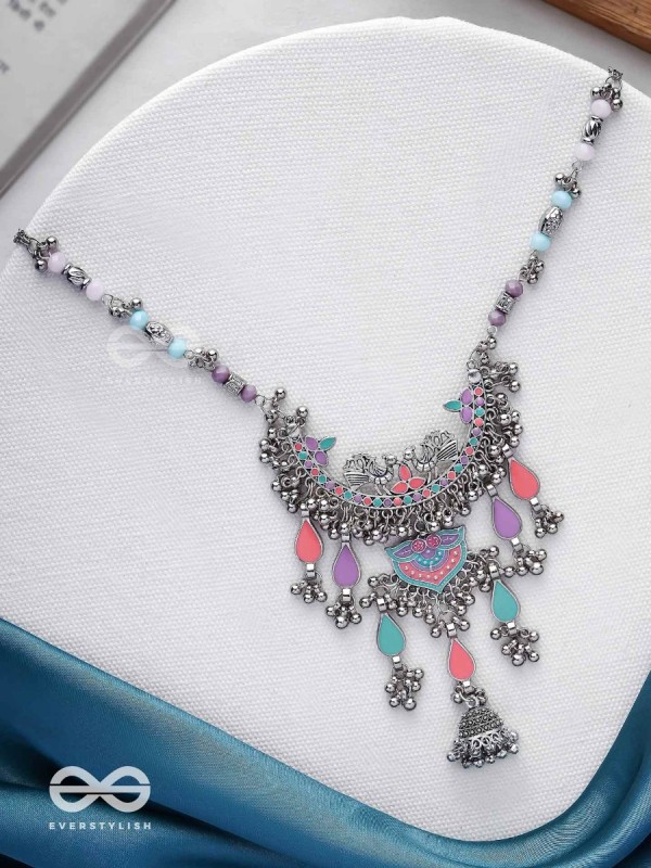 The Peacock Union - Enamelled Oxidised Neckpiece