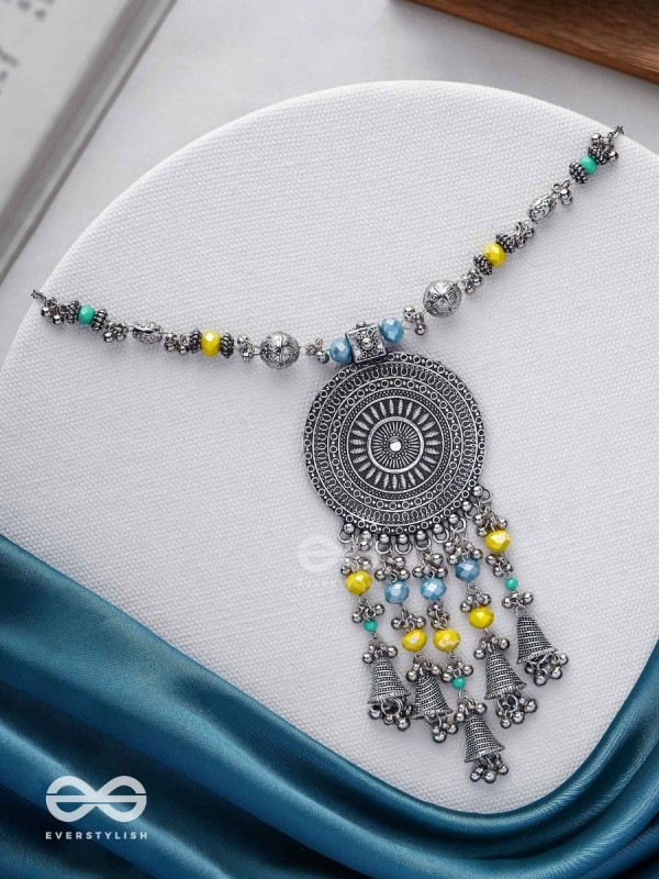 The Mandala Creation - Oxidised Hand Embroidered Neckpiece