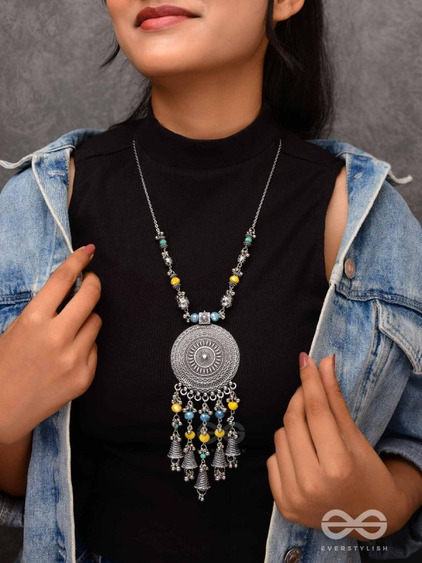 The Mandala Creation - Oxidised Hand Embroidered Neckpiece