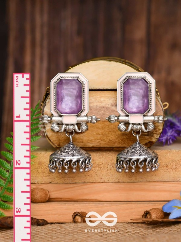 The Divine Midnight - Stone Enamelled Oxidised Earrings