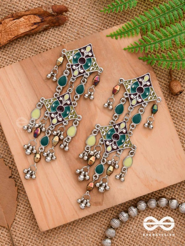 The Earthy Shades - Enamelled Oxidised Earrings