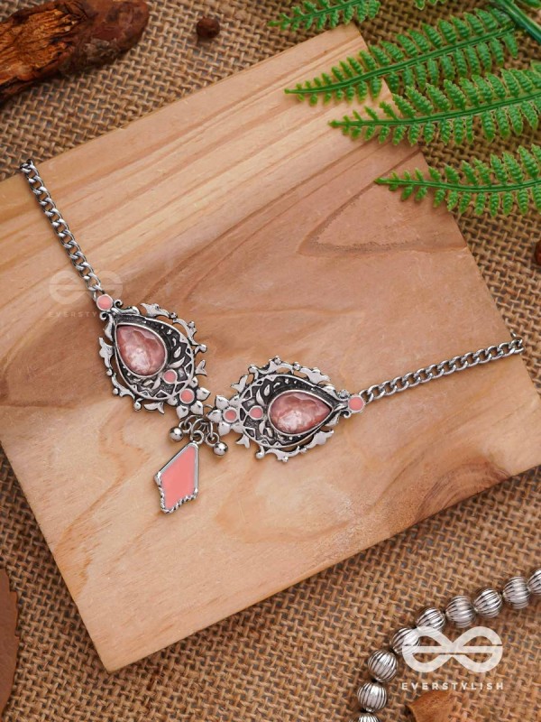 The Rosy Reminiscence - Enamelled Oxidised Choker Neckpiece