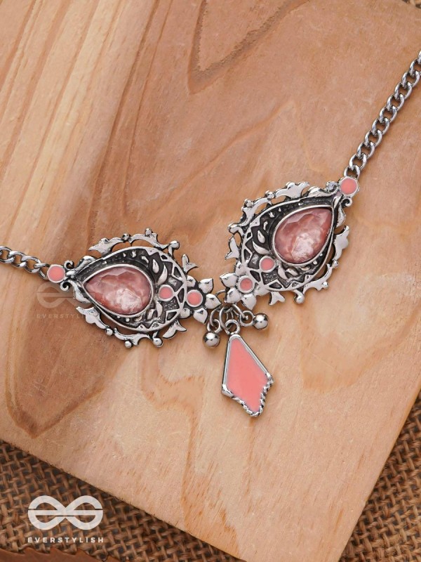 The Rosy Reminiscence - Enamelled Oxidised Choker Neckpiece