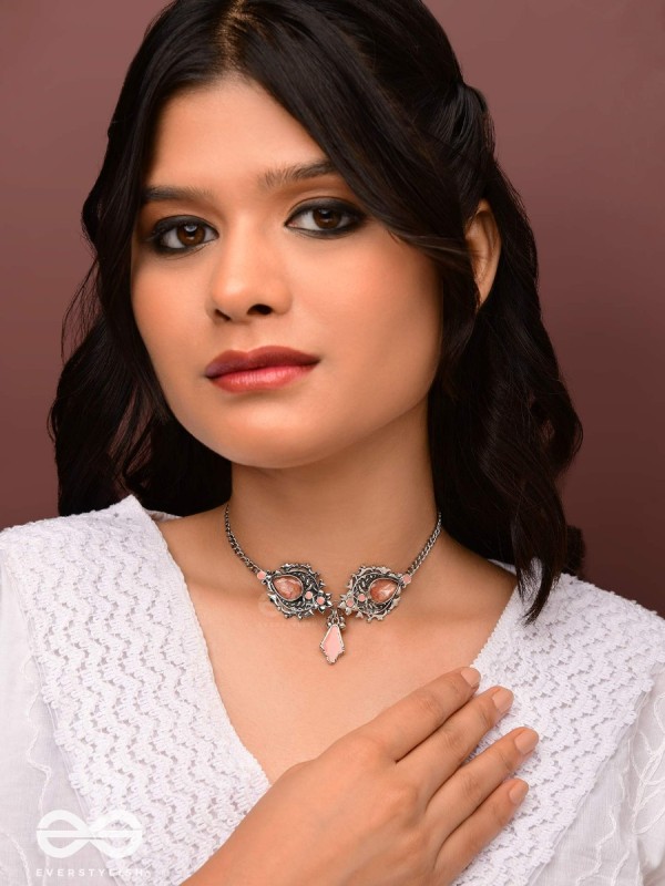 The Rosy Reminiscence - Enamelled Oxidised Choker Neckpiece