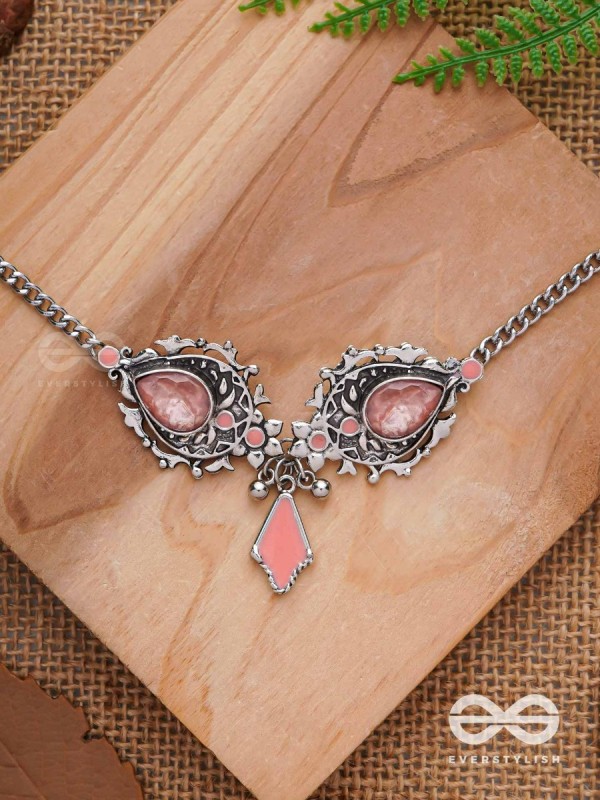 The Rosy Reminiscence - Enamelled Oxidised Choker Neckpiece