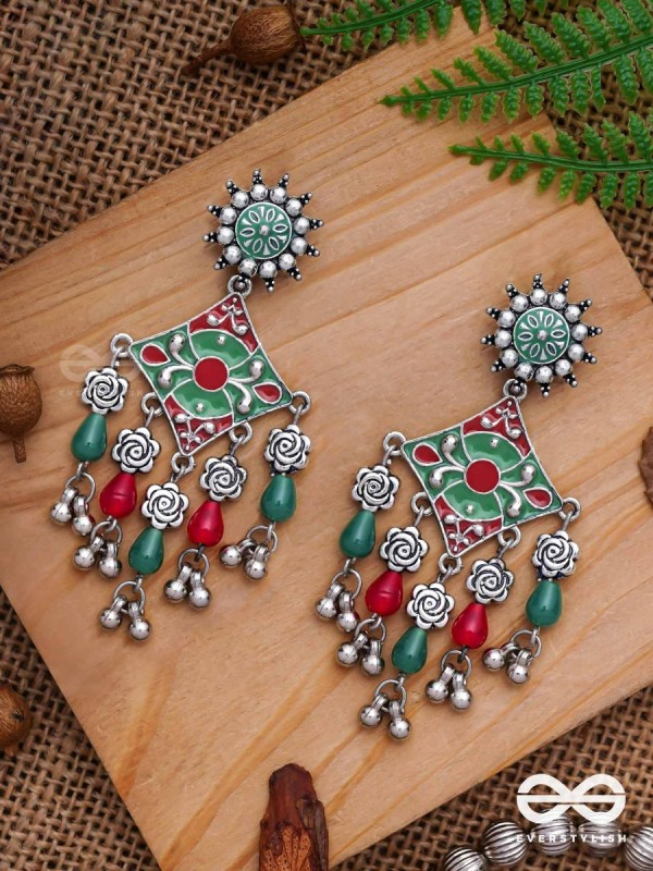 The Floral Hues - Enamelled Oxidised Earrings