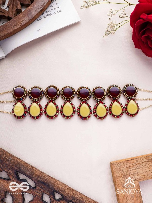 Rasvatta - The Olive Elegance - Stones And Beads Hand Embroidered Choker Neckpiece