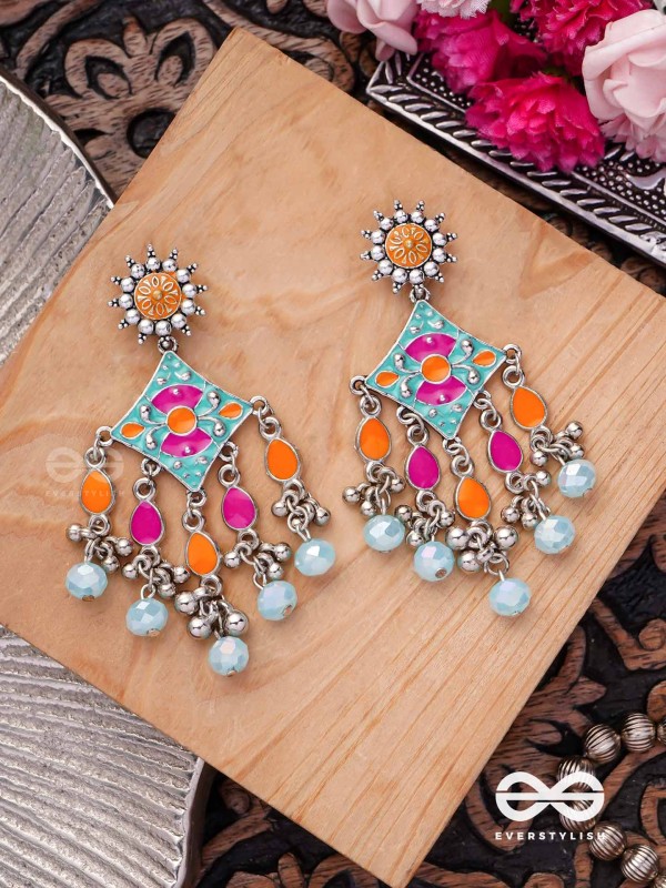 The Bright Merries - Enamelled Oxidised Earrings