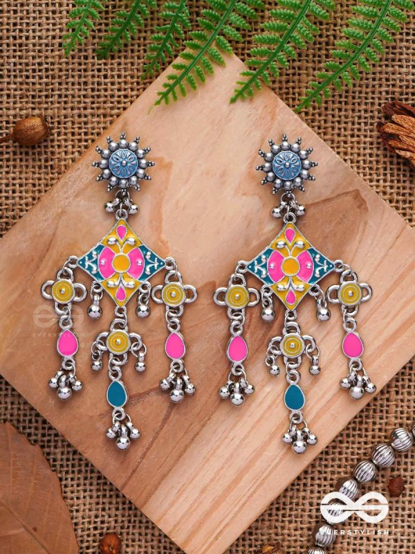 The Sunset Landscape - Enamelled Oxidised Earrings