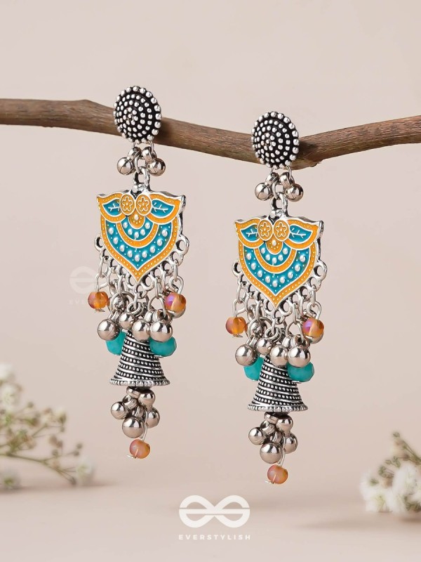 The Sunset Bells - Enamelled Oxidised Earrings