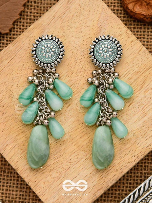 The Misty Drops - Enamelled Oxidised Earrings