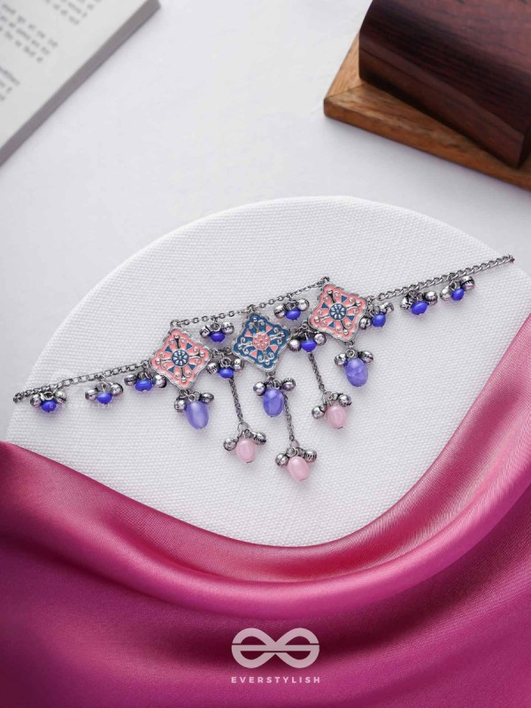 The Indigo Blush - Enamelled Oxidised Neckpiece