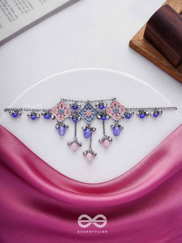 The Indigo Blush - Enamelled Oxidised Neckpiece