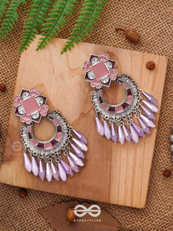 The Tender Lilac - Enamelled Oxidised Earrings