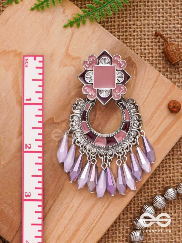 The Tender Lilac - Enamelled Oxidised Earrings