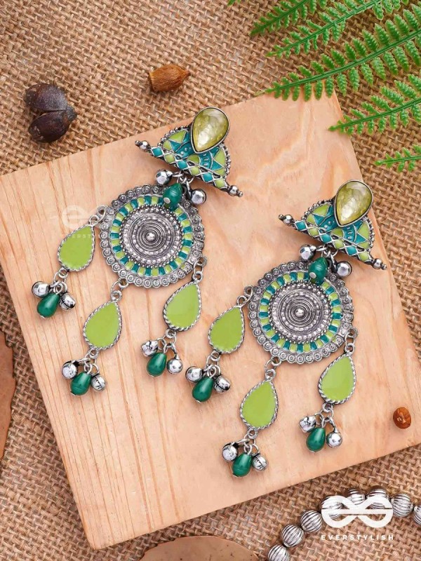 The Silky Meadows - Enamelled Oxidised Earrings