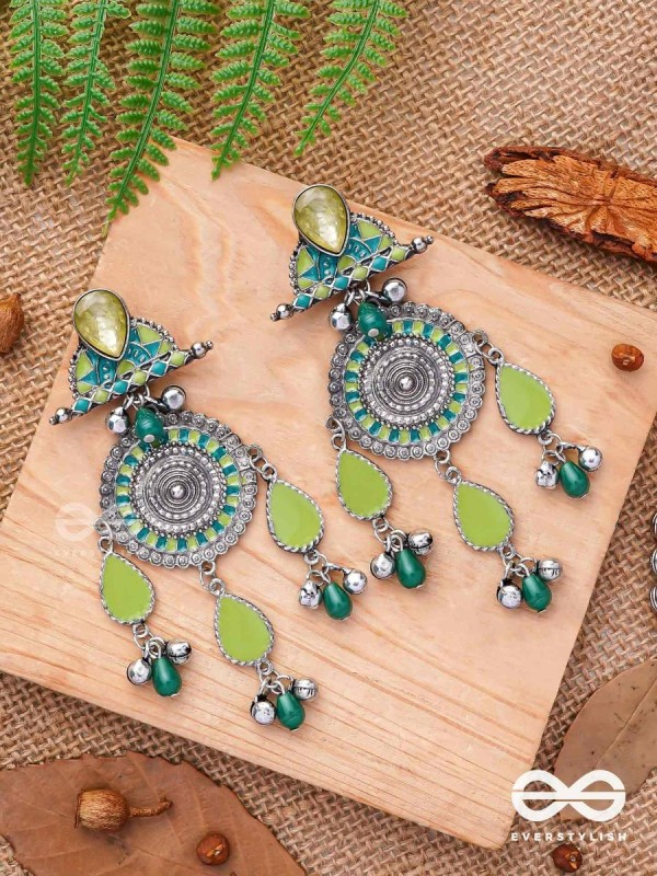 The Silky Meadows - Enamelled Oxidised Earrings