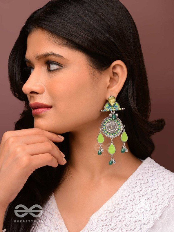 The Silky Meadows - Enamelled Oxidised Earrings