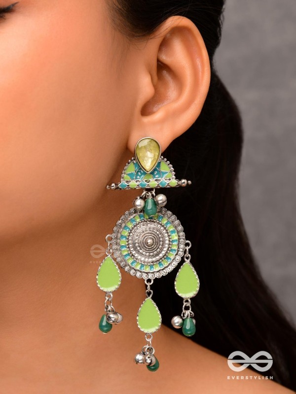 The Silky Meadows - Enamelled Oxidised Earrings