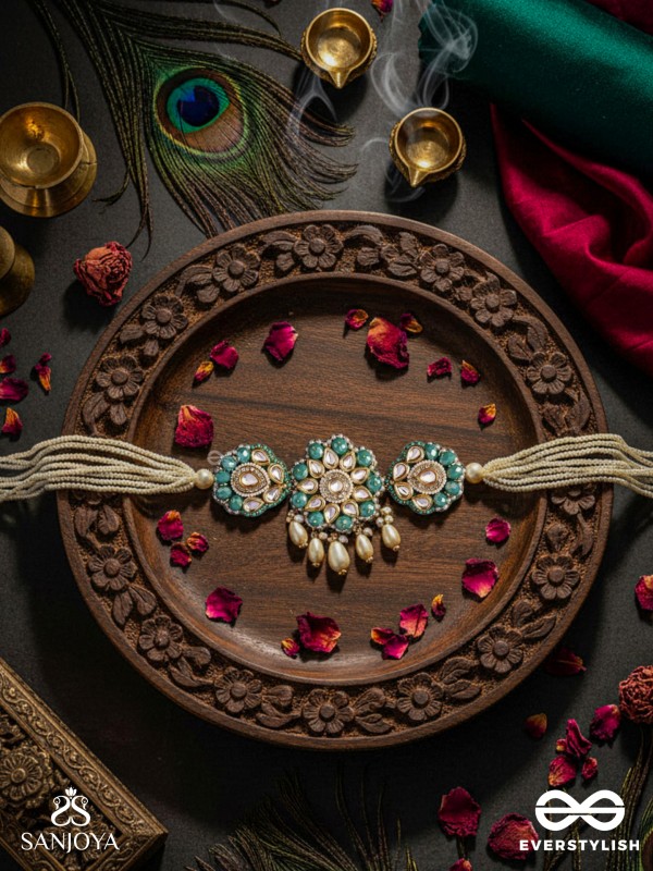 Maugdhya - The Treasured Innocence - Beads, Pearl Drops, Polki And Kundan Finished Hand Embroidered Choker Neckpiece