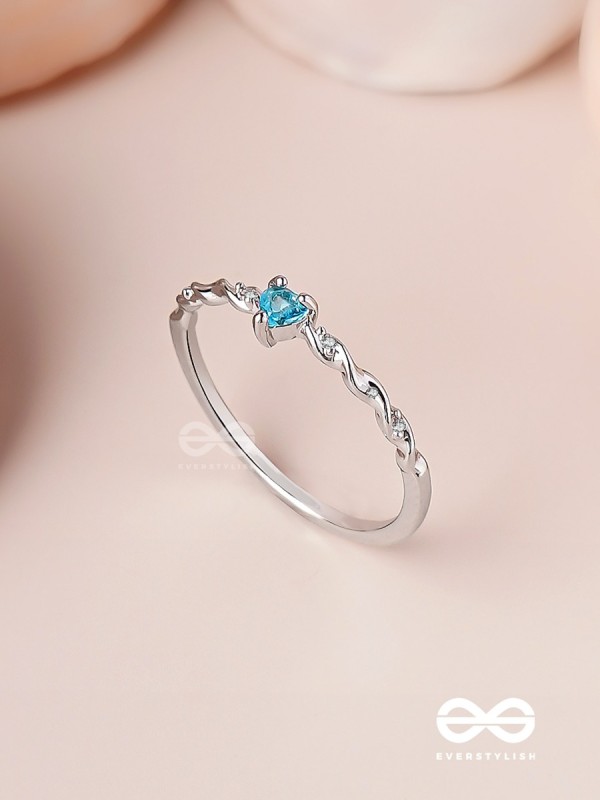 The Teal Prism - Silver Cubic Zirconia Ring