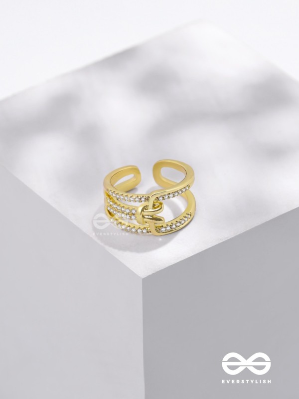 The Cherished Bonds - Golden Cubic Zirconia Ring (Adjustable)