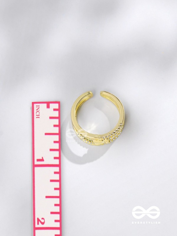 The Cherished Bonds - Golden Cubic Zirconia Ring (Adjustable)